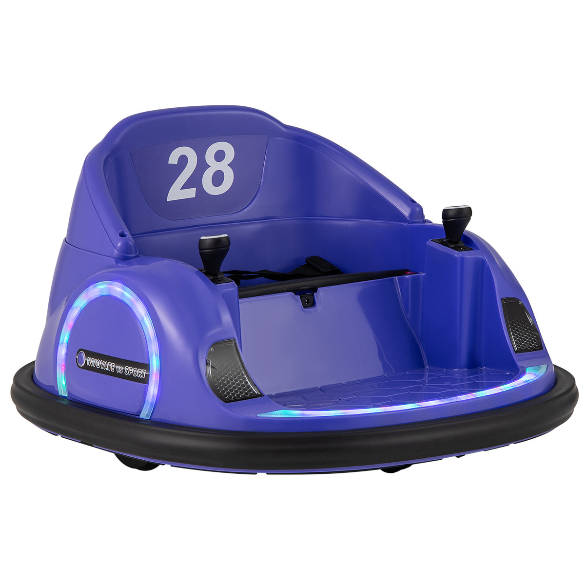 6V Kids Ride on Battery Powered Bumping Car in purple with flashing LED lights