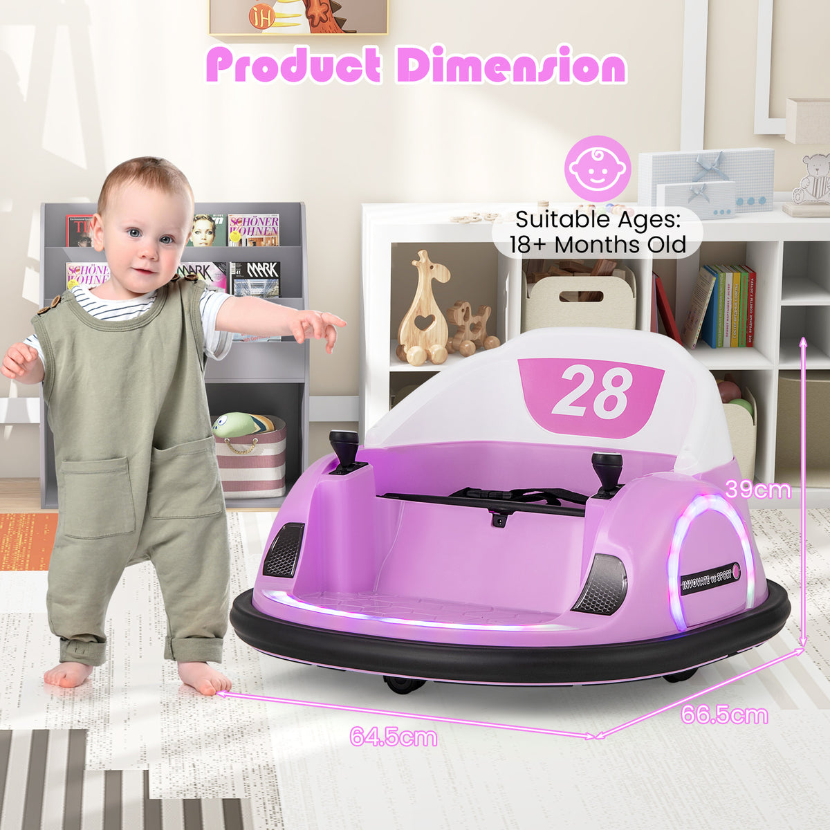 6V Kids Ride on Battery Powered Bumping Car in Pink