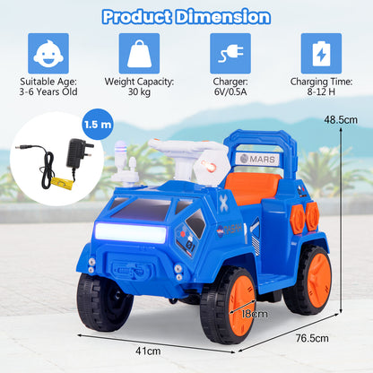 Product dimensions diagram for the navy blue kids electric car