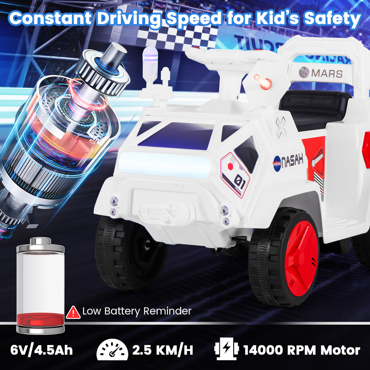 6V Kids Ride-on Car in White and Red