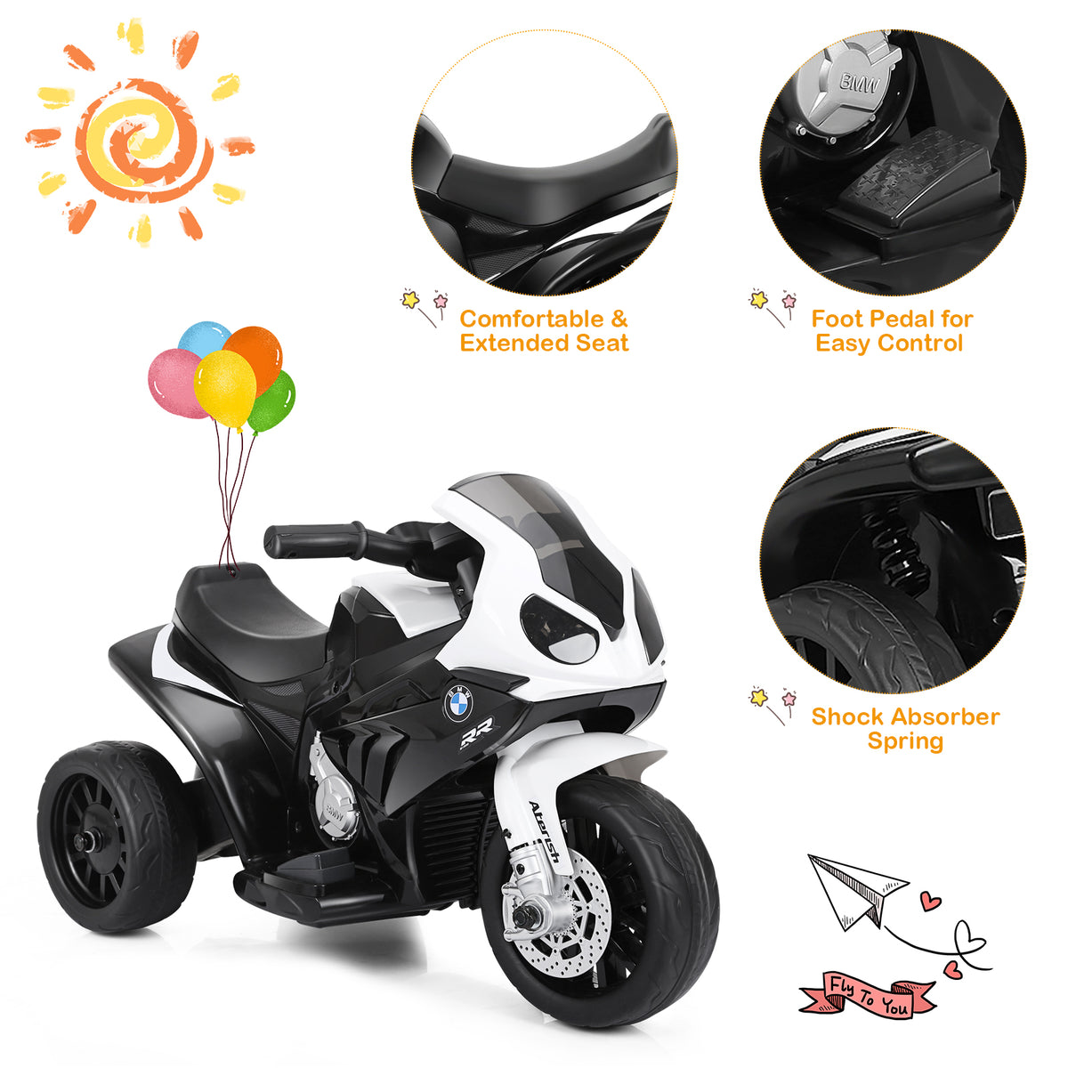 6V Kids Ride on Motorcycle in Black