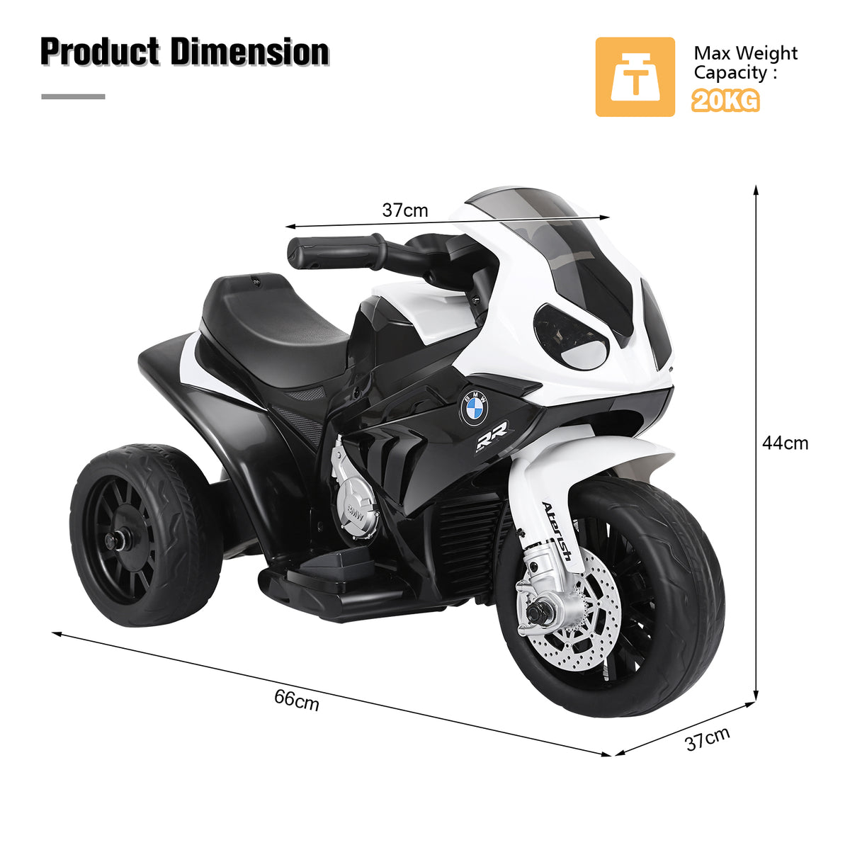 6V Kids Ride on Motorcycle in Black