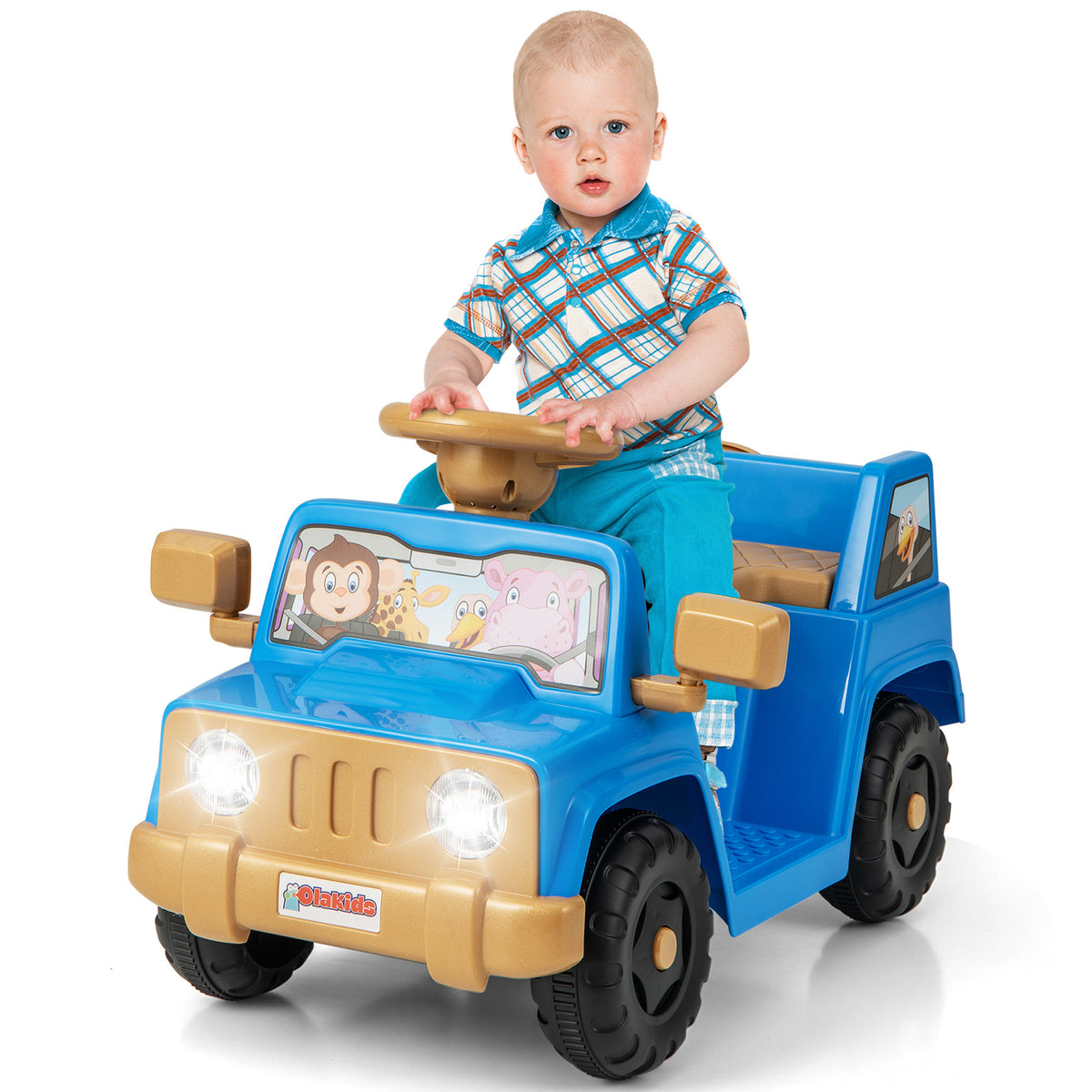 6V Kids Riding Toy with Sound Effects One-Button Start in Navy