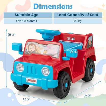 6V Kids Riding Toy with Sound Effects One-Button Start in Red