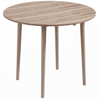 HOMCOM Folding Dining Table for 4, Round Drop Leaf Table, Modern Space Saving Small Kitchen Table with Wood Legs for Dining Room, Natural