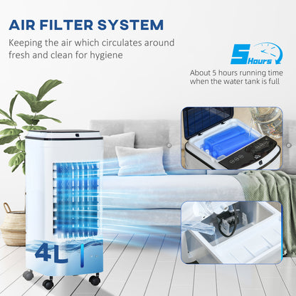 HOMCOM 3-in-1 Evaporative Air Cooler with 4L Water Tank in White