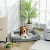 PawHut Dog Sofa Bed, Washable Pet Bed with Removable Cover and Non-Slip Bottom for Cats, Small and Medium Dogs, Grey