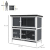 PawHut Double Decker Rabbit Hutch 2 Tier Guinea Pig House Pet Cage Outdoor with Sliding-out Tray, 100 x 47 x 91cm, Grey