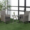 Outsunny 3 Pieces Rattan Bistro Set, Wicker Garden Furniture Set with 2-Tier Coffee Table and Chairs, Washable Cushions, for Outdoor Patio Balcony, Grey
