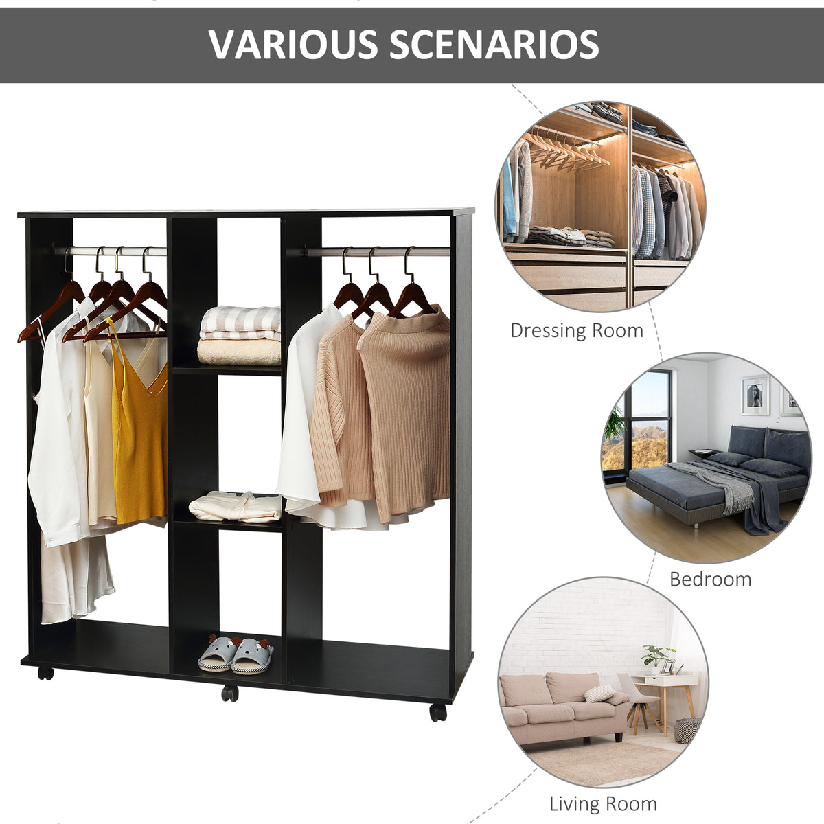 HOMCOM Open Wardrobe in Black