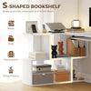 HOMCOM L-Shaped Corner Desk, Computer Desk with Keyboard Tray and Open Shelves, White Wood Effect