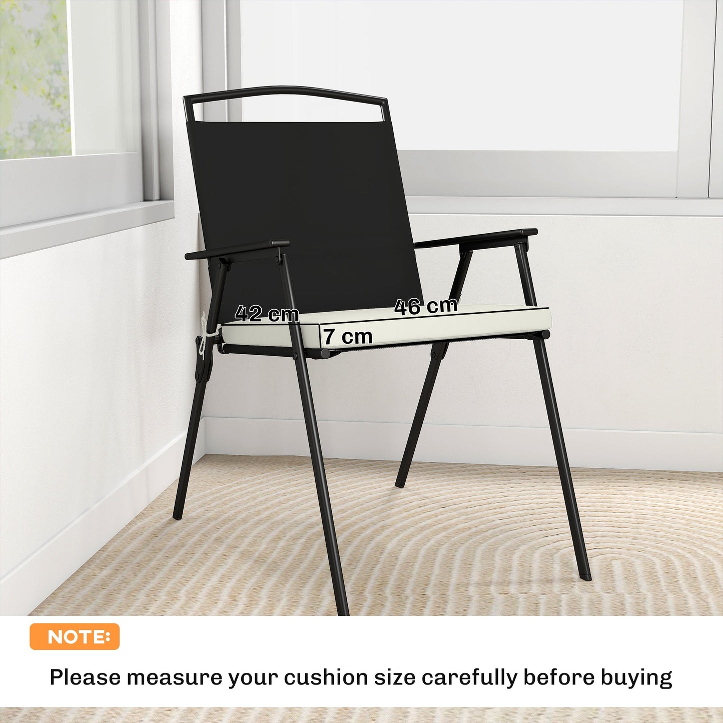Outsunny Set of 6 Outdoor Seat Cushions with Machine Washable Cover, Water Repellent Seat Cushions Cream White