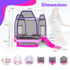 7 Feet Hexagonal Trampoline with Slide and Safety Enclosure Net-Pink