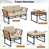7 Piece Outdoor Conversation Set with Ottomans for Porch-Beige