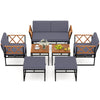 7 Piece Outdoor Conversation Set with Ottomans for Porch-Grey