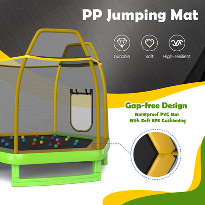 The hexagonal trampoline highlighting the jumping mat and gap-free safety design