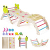 7-in-1 Triangle Set for Kids Frog Climbing Frame with Ramp and Foldable Triangle-Colorful