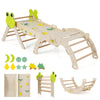7-in-1 Triangle Set for Kids Frog Climbing Frame with Ramp and Foldable Triangle-Natural