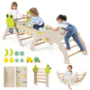 7-in-1 Triangle Set for Kids Frog Climbing Frame with Ramp and Foldable Triangle-Natural