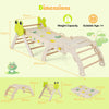7-in-1 Triangle Set for Kids Frog Climbing Frame with Ramp and Foldable Triangle-Natural