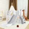 7-in-1 Toddle Slide Set with Swing Seat and Basketball Hoop and Ladder-Grey