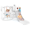 7-in-1 Toddle Slide Set with Swing Seat and Basketball Hoop and Ladder-Grey