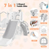 7-in-1 Toddle Slide Set with Swing Seat and Basketball Hoop and Ladder-Grey