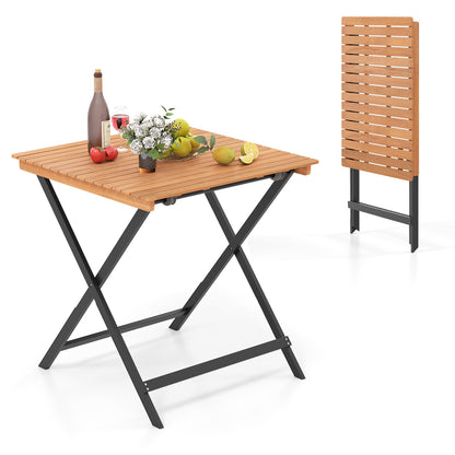 70CM Patio Folding Table with Slatted Tabletop for Backyard [Best Seller in the US]