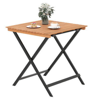 70CM Patio Folding Table with Slatted Tabletop for Backyard [Best Seller in the US]