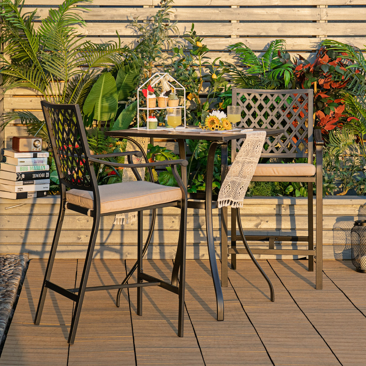 70cm Patio Square Bar Table Outdoor Bar Height Bistro Table