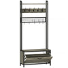 HOMCOM 5-In-1 Industrial-Style Hallway Tree - Grey/Black