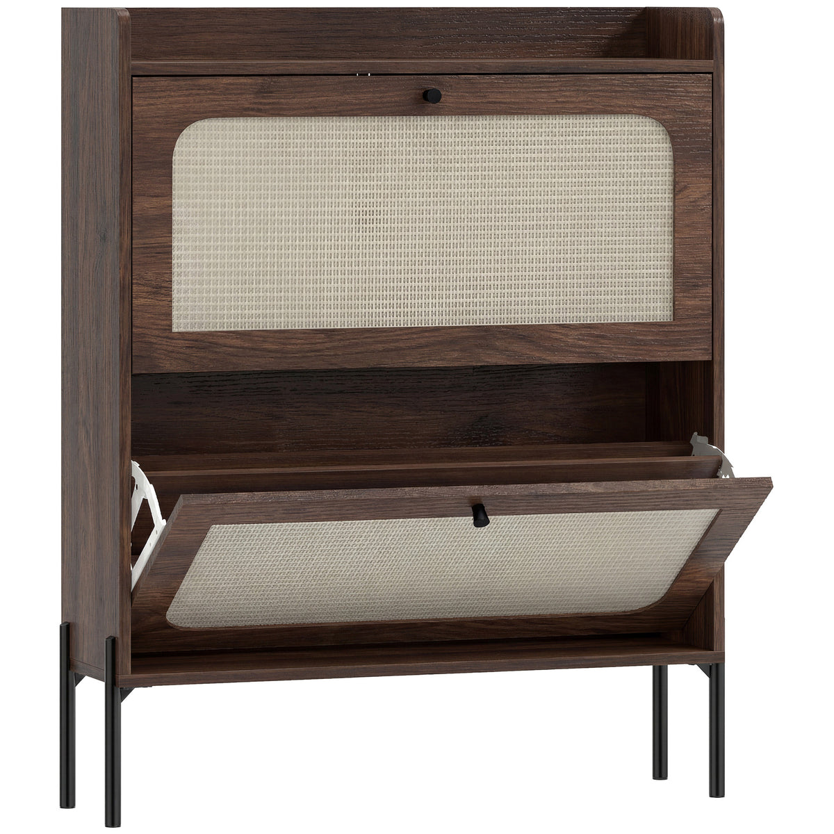 HOMCOM Shoe Cabinet with 2 Flip Drawers in Dark Brown