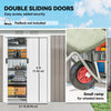 Outsunny Corrugated Garden Shed 9 x 4 Ventilated Lockable Tool Shed for Outdoor Equipment, Light Grey