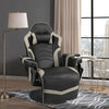 Electric Massage Gaming Chair with Cup Holder and Side Pouch-Grey