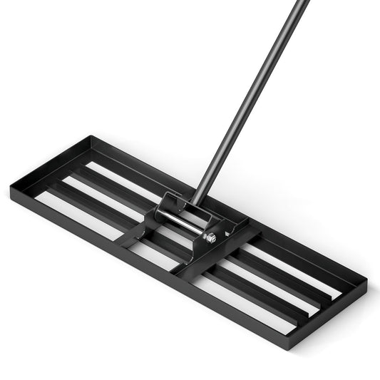 75/91/106 x 25cm Lawn Leveling Rak with ergonomic handle, black metal construction