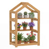 75 cm House-Shaped Plant Stand with Solid Acacia Wood Frame