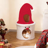 75CM Modern Cute Cat Tower with Enclosed Padded Top Perch and Condo-White & Red