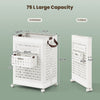 75 L Collapsible Laundry Basket with Underwear Basket and Handles-White