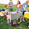 75 L Portable Patio Rolling Ice Chest with Bottom Storage Shelf-Grey