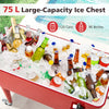 75 L Rolling Ice Chest Portable Patio Cooler on Wheels Outdoor Drink Beverage Cooler Cart-Red