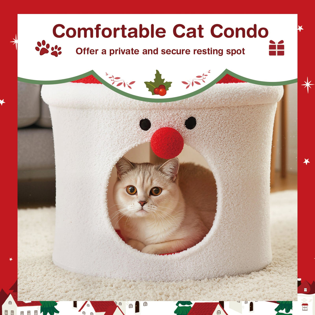 Comfortable cat condo offering a private and secure resting spot for pets