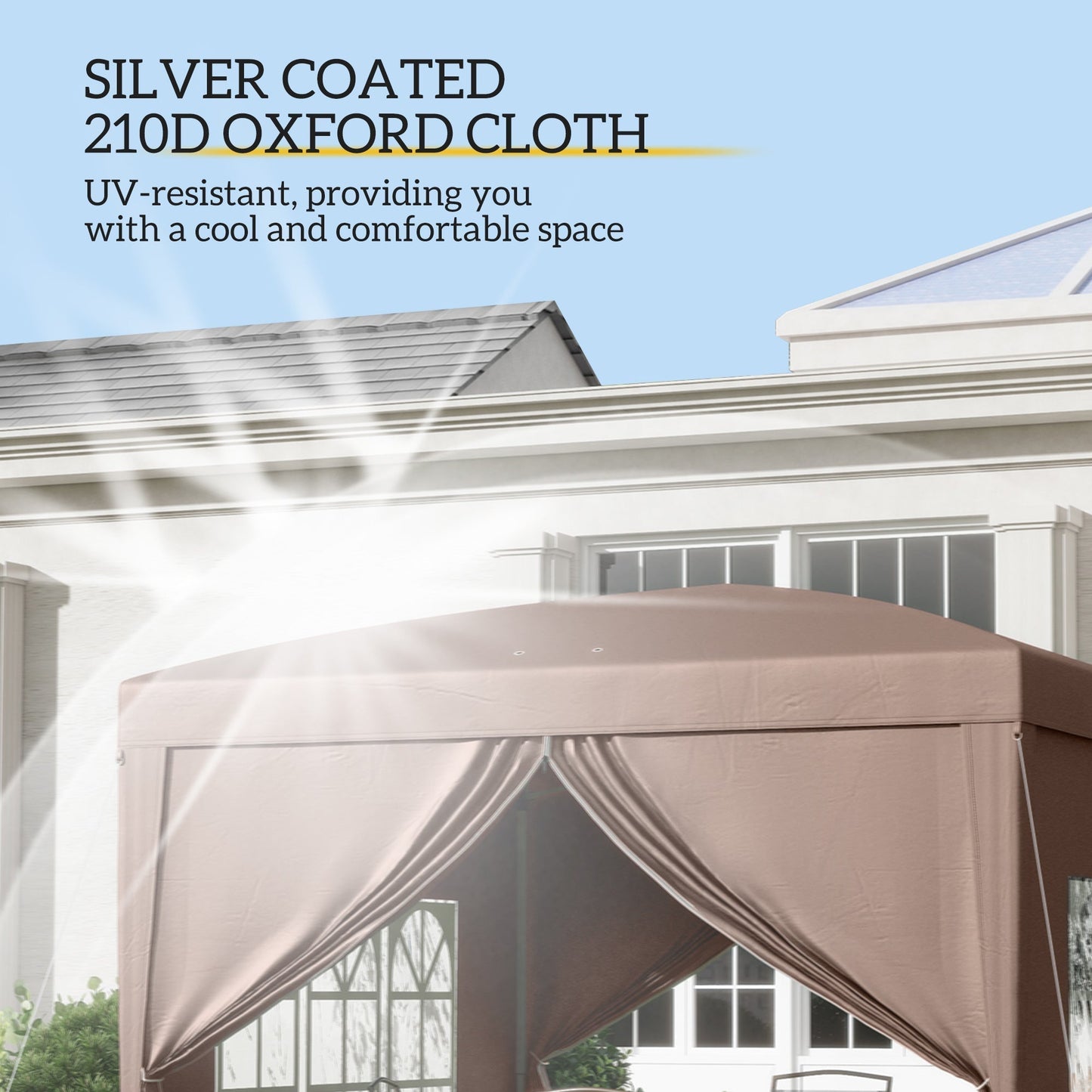 Outsunny 3 x 3 m Pop Up Gazebo, Wedding Party Canopy Tent Marquee with Carry Bag and Windows, Coffee