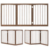 76 CM Tall Pet Gate Wooden Dog Fence 3-Panel Room Divider Barrier-Brown