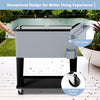 76 litre Outdoor Ice Rolling Cooler Cart-Silver