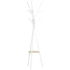 HOMCOM Freestanding Metal Coat Rack Stand 9 Hooks Clothes Tree with 1 Shelf Hat Display Hall Tree Hanger Bag Umbrella Hanging Organiser White
