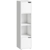 HOMCOM Narrow Bookcase, 4-Tier Bookshelf, Storage Cabinet with doors for Living Room, Bedroom, White