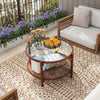 78cm Round Coffee Table with Tempered Glass Top-Natural