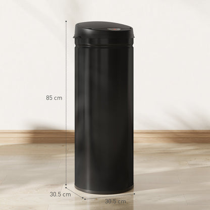 HOMCOM 50L Stainless Steel Sensor Bin - Black