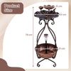 79 cm Solar Outdoor Bird Bath with Flower Planter Base and LED Light-Bronze