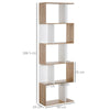 HOMCOM Bookcase, S-Shaped Wooden Bookshelf, 5/6 Tiers Freestanding Storage Shelf, Home Office Decorative Display Stand Rack, Oak and White, 24D x 60W x 184.5H